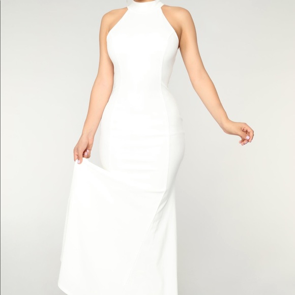 mermaid gown white
